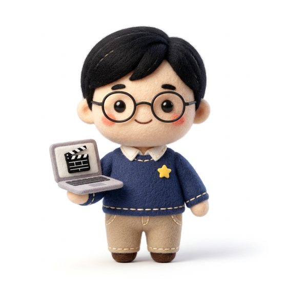 노트북을 든 안경 쓴 아빠 펠트 인형