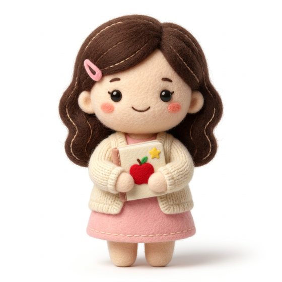 그림책을 안은 엄마 펠트 인형